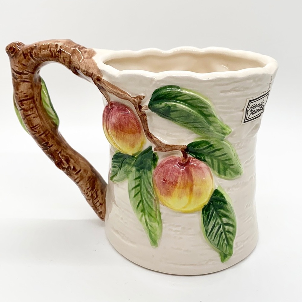New Peaches on Tree OCI hand painted Ceramic Coffee Tea Mug 90's excellent cond. - Picture 4 of 8